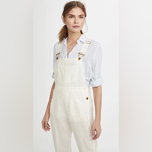 We Wore What ~ Basic Linen Overalls in white - Picture 2 of 12